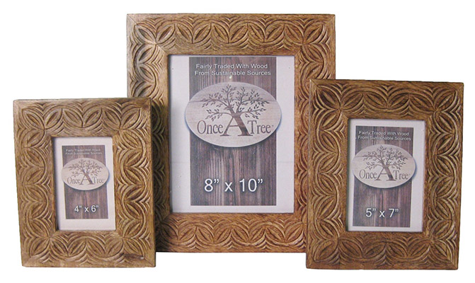 Mango Wood Celtic Design Set Of 3 Photograph Frames